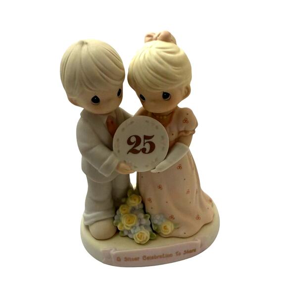 Retired Precious Moments "Silver Celebration to Share" 25th Anniversary Figurine - Picture 5 of 5